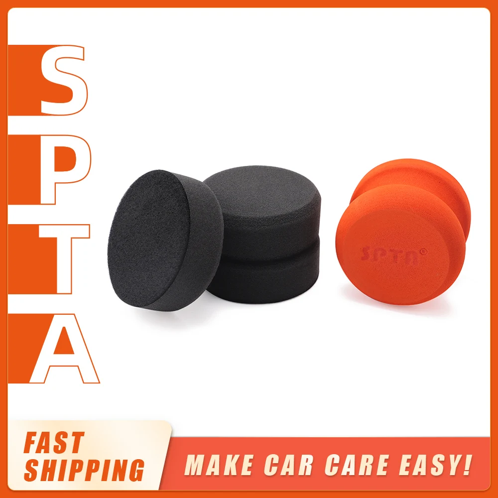 

SPTA 3”Car Hand Wax Applicator Pad Kit Dia Sponge Tire Dressing Applicator Pad with Grip Polish Foam Applicator for Rubber Tires