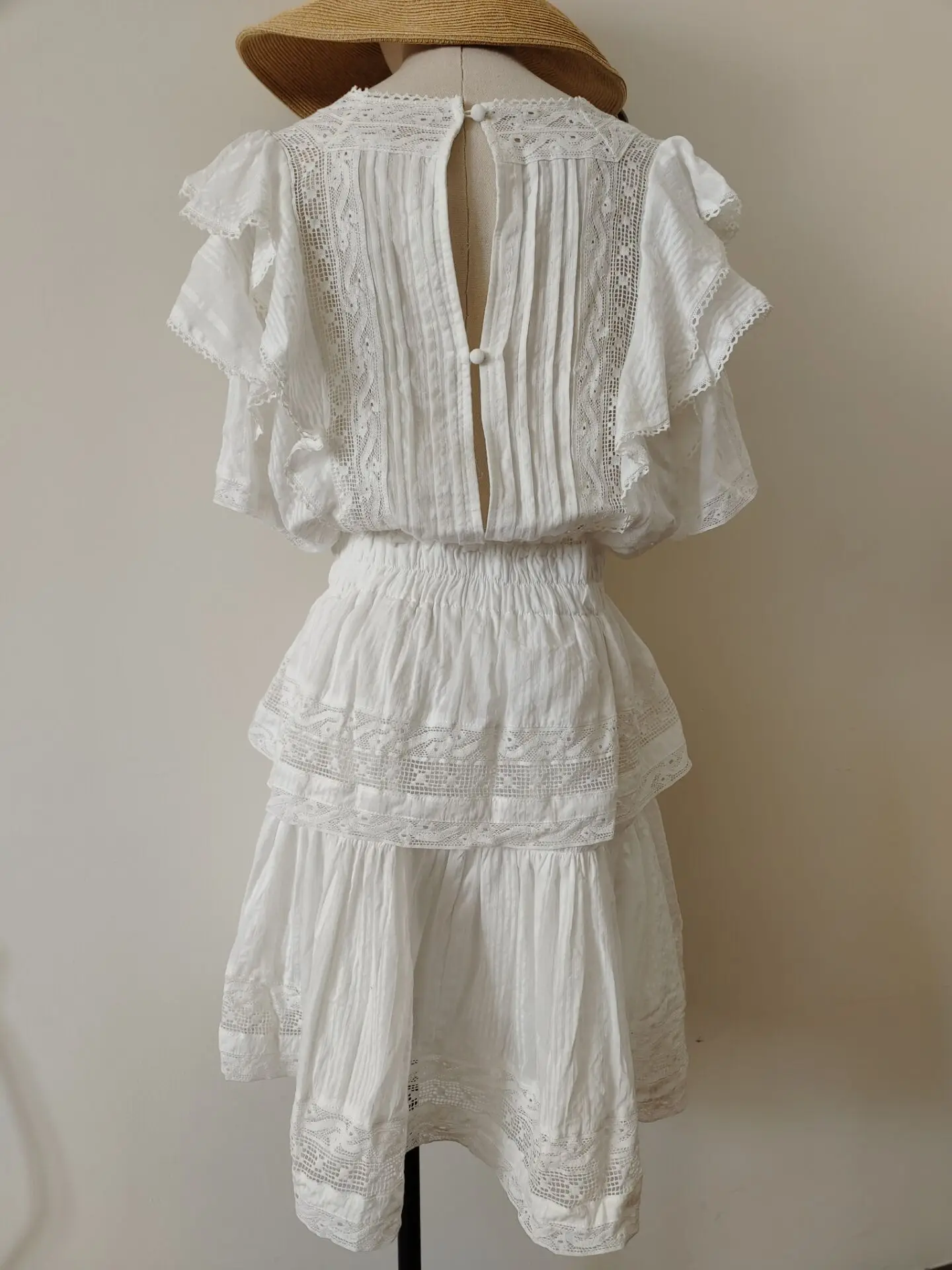 TEELYNN-Vestido feminino em mini camadas com renda borboleta, algodão branco vintage, bordado floral, alta qualidade, vestidos de festa, verão, 2021