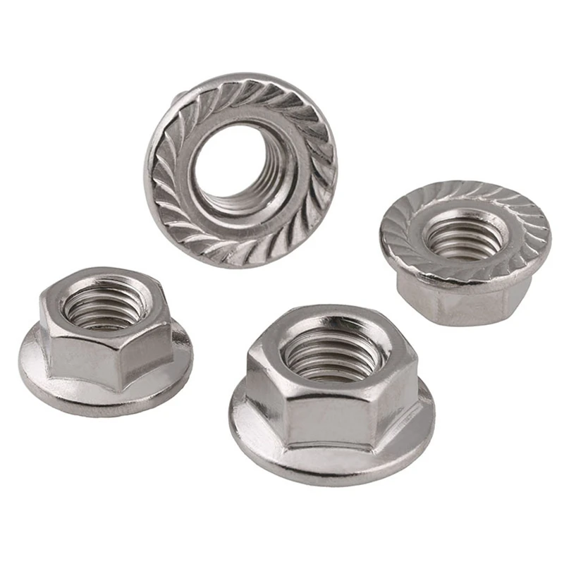 DIN6923 M3 M4 M5 M6 M8 M10 Flange nut 304 Stainless Steel Hexagon Hex Head Serrated Spinlock Flange Nut Lock Nuts