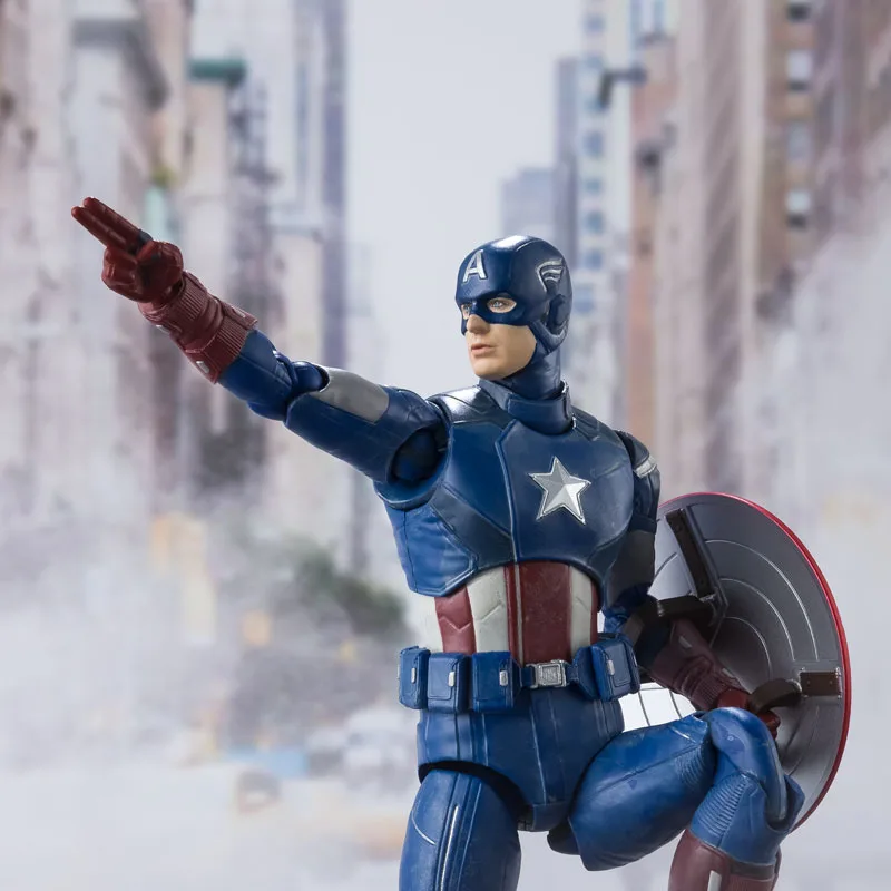 Bandai Original SHF The Avengers Steve Rogers Joints Movable Anime Action Figures Toys for Boys Girls Kids Gift