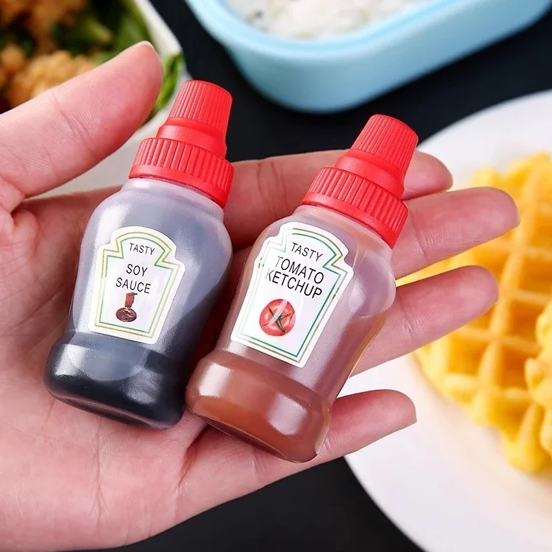 Mini Tomato Ketchup Bottle Portable Small Sauce Container Salad Dressing Pantry S For Bento Box Household Plastic Gravy Boat - view 5