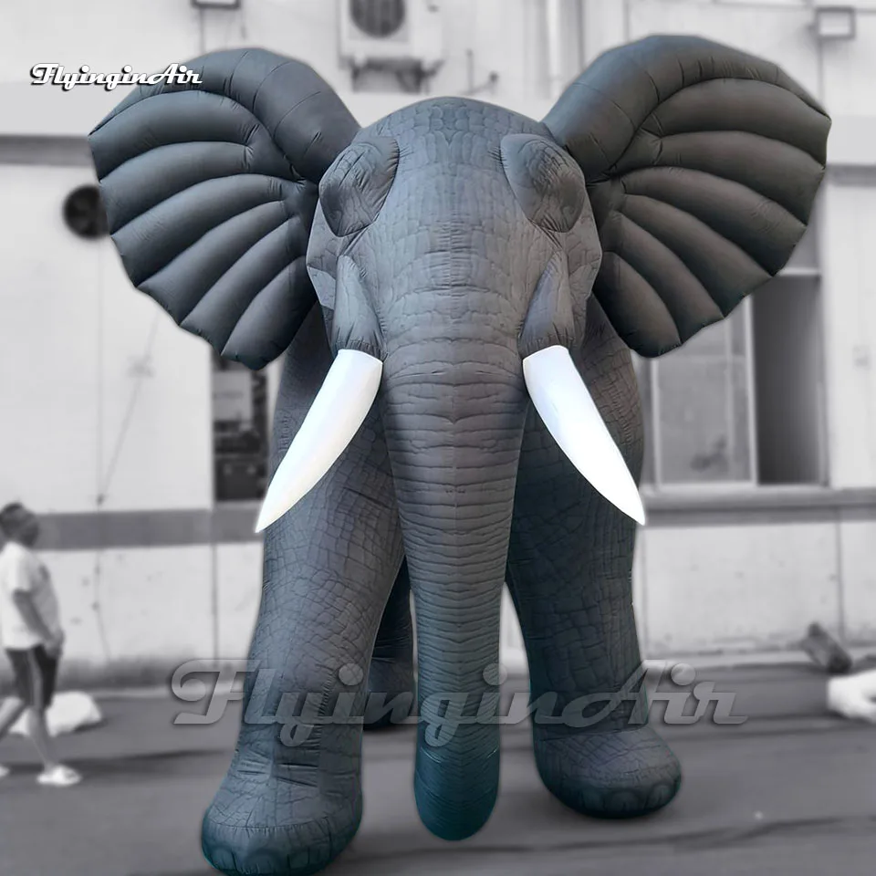 Customized Giant Black Inflatable Elephant Model Parade Animal Balloon For Advertisement Or Events