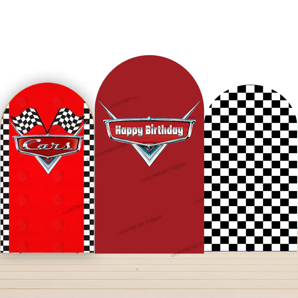 Race Car Arch Backdrop Cover Children Boy Party Pixar Cars Backgrounds Arched Lightning Mcqueen Red Desert Room Decoration Wall
