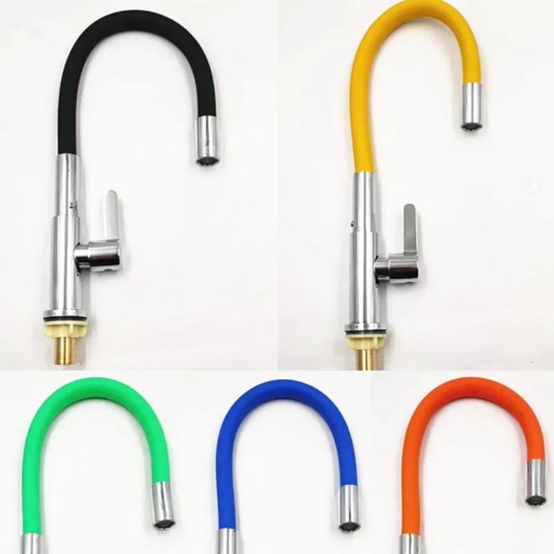 Faucet, vegetable basin, hot and cold water, seven color universal rotation bending, kitchen sink, sink, household single cold f