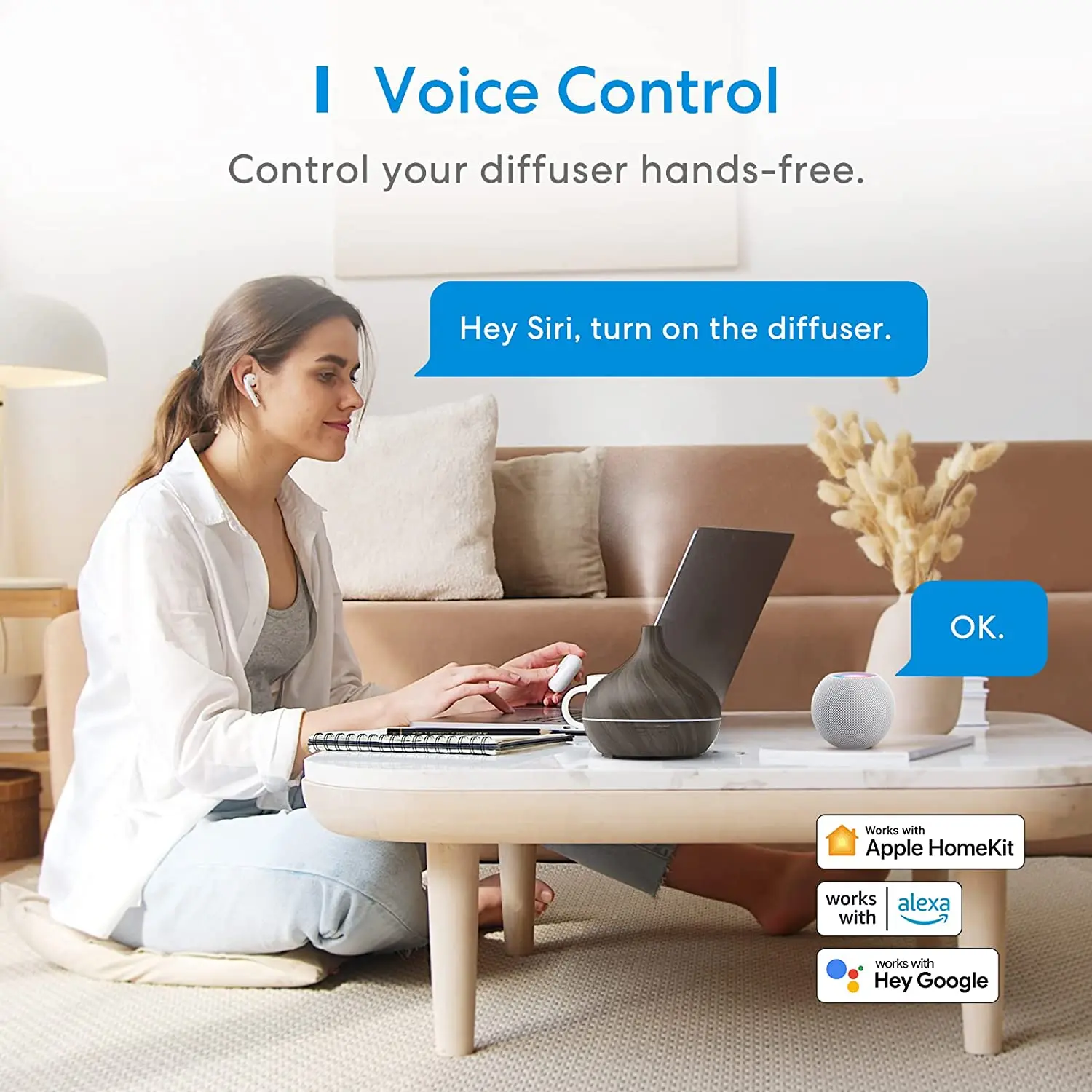 Il diffusore di olio essenziale funziona con, diffusore di aromaterapia ad ultrasuoni e umidificatore a nebbia