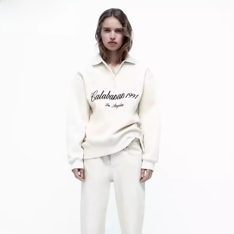 Sweat ample imprimé Ne printemps 2025 femme Faion College Sle 8-24 ans régulier Sve Long Sve
