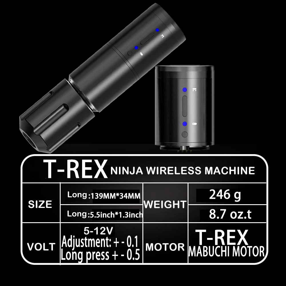 T-Rex NINJA RS Portable Wireless Tattoo Machine Pen Battery Capacity 800mah Running Time 5 Hours for Artist Body