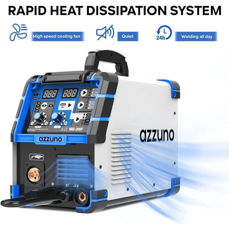 Imagem -06 - Azzuno-soldador Multiprocesso de Dupla Tensão Máquina de Solda Gás e Gasless em Fluxo Mig 200a 110v 220v