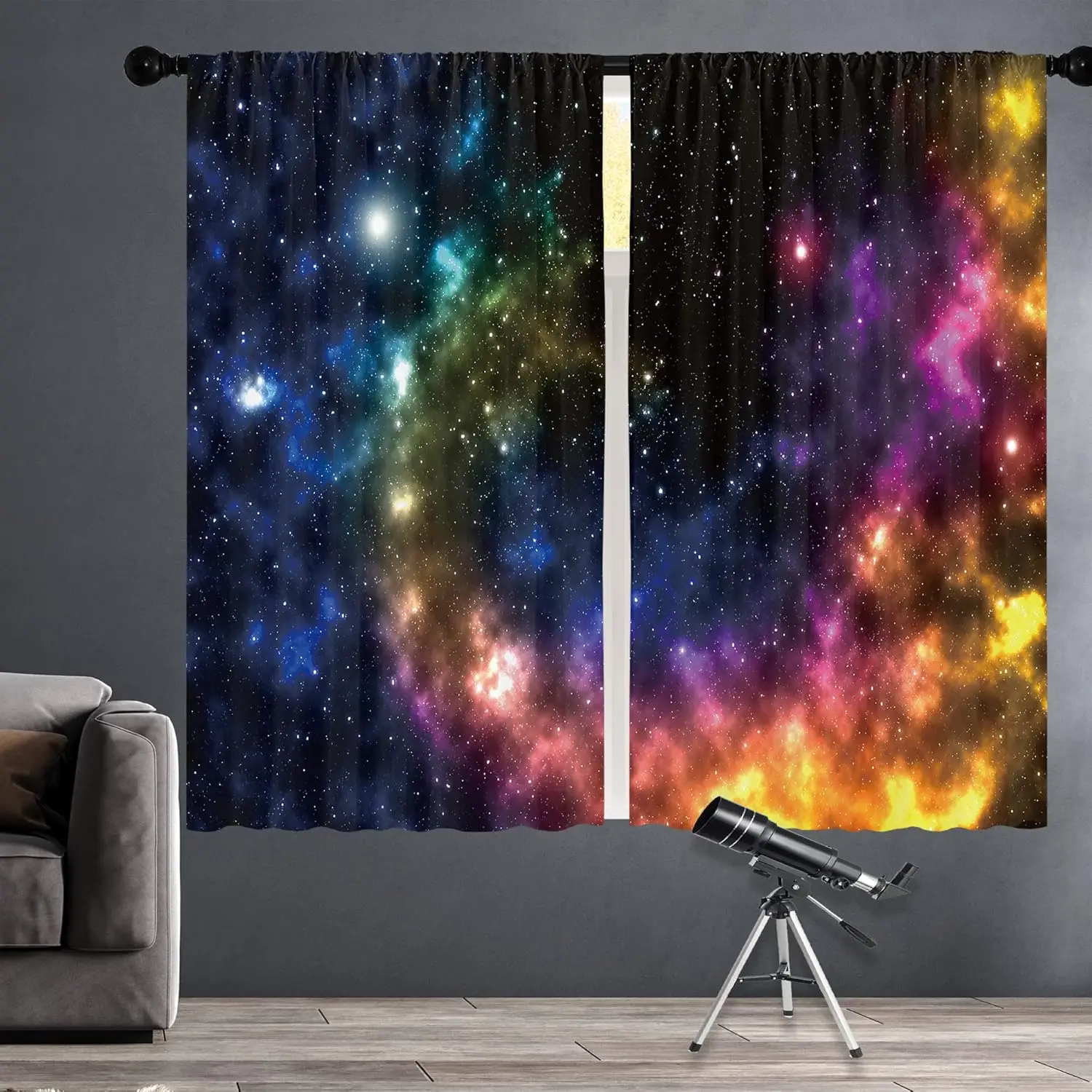 Galaxy Outer Space Curtains, Colorful Nebula Window Curtains for Bedroom Living Room, Universe Planets Fantasy Starry Boys Teen