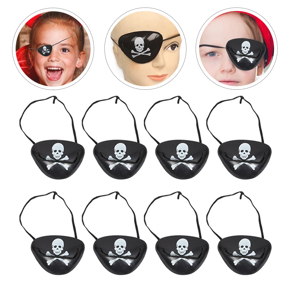 12 pezzi Pirata Benda per occhi Copri occhi per feste Maschera di Halloween Maschere Costume Corda elastica