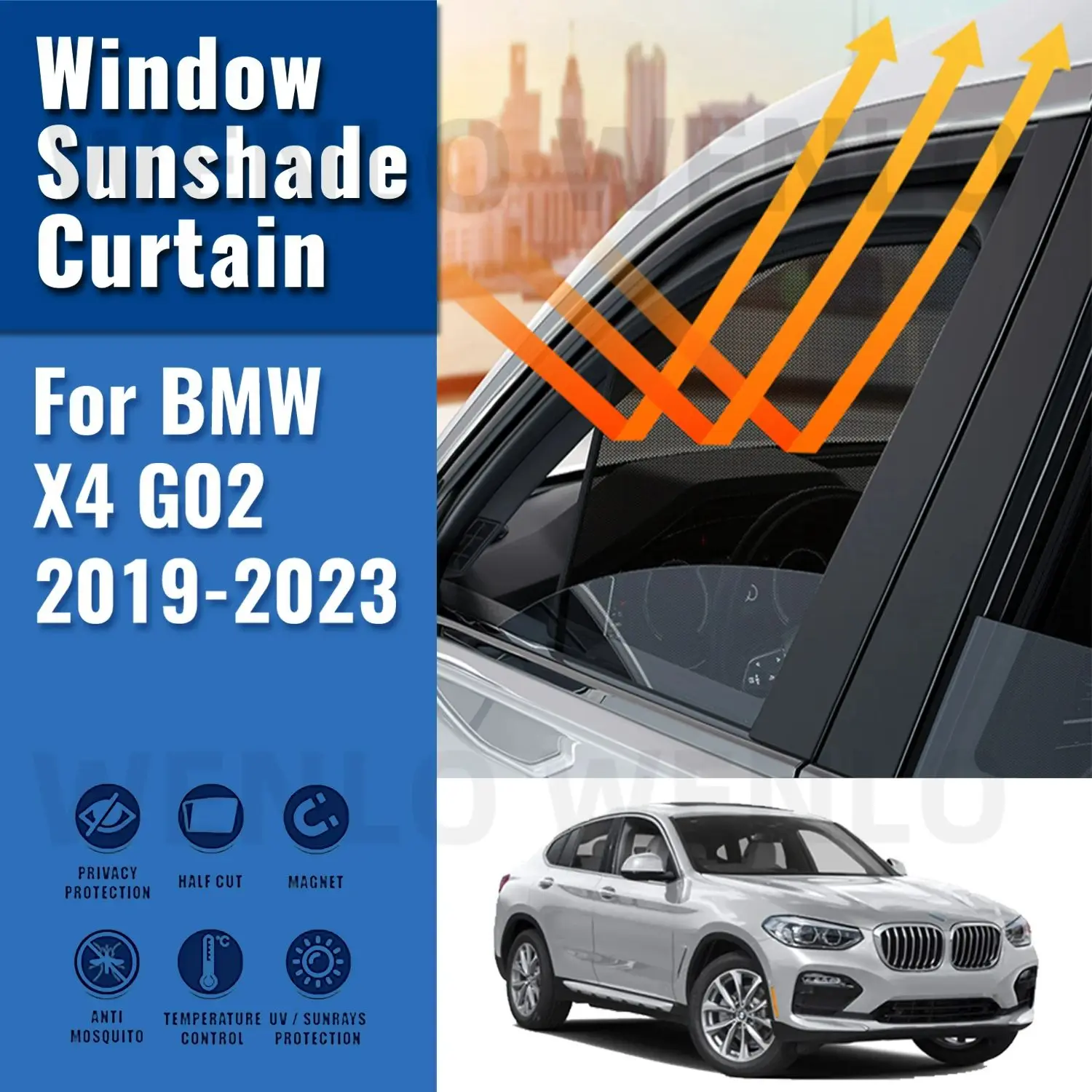 

For BMW X4 G02 2019 2020 2021 2022 2023 Car Window Sunshade Uv Protection Auto Curtain Sun Shade Visor Net Mesh