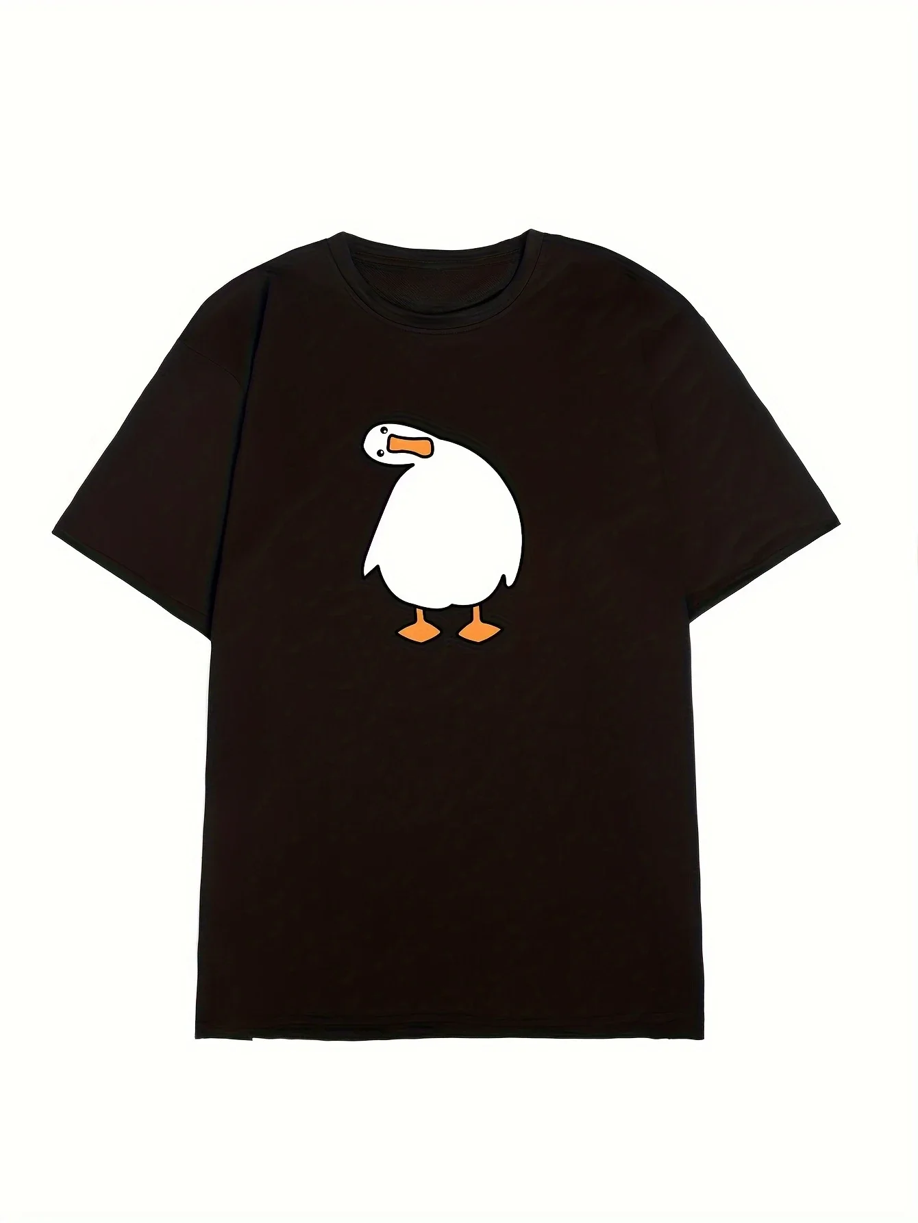 

Casual Comfy Tees For Summer, Men's Clothing Tops For Daily Activities Cute Duck With Head Bending Sideways Print,