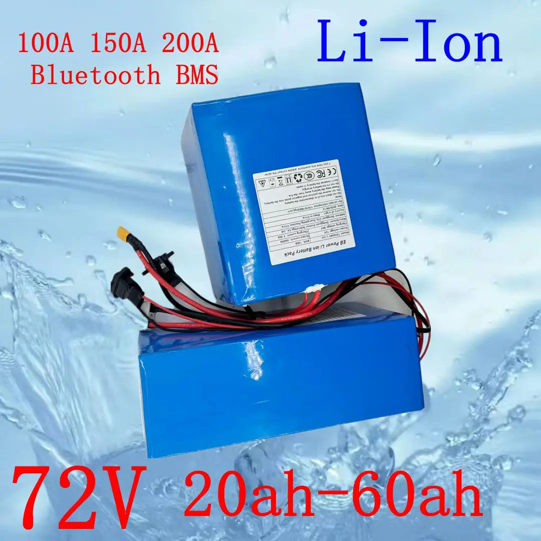 72V 30Ah 40AH 60Ah Lithium Ion Battery Pack with 100A 150A 200A Bluetooth BMS 3000W 5000W 8000W 12000W Two-Wheeled Mini Car