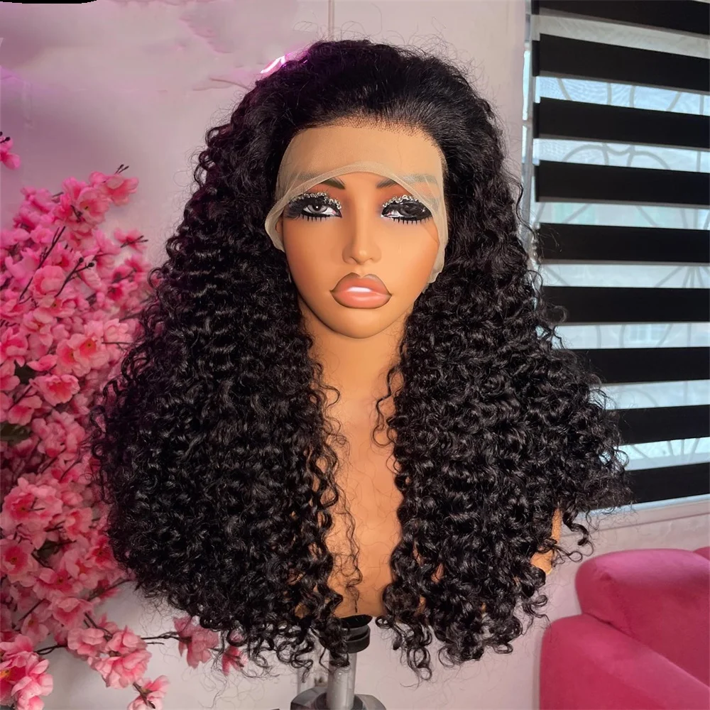 

3C4A Burmese Curly 300% Density 13x6 Lace Frontal Human Hair Wigs Bouncy Curly Natural Color Curly Remy Human Hair Lace Wigs