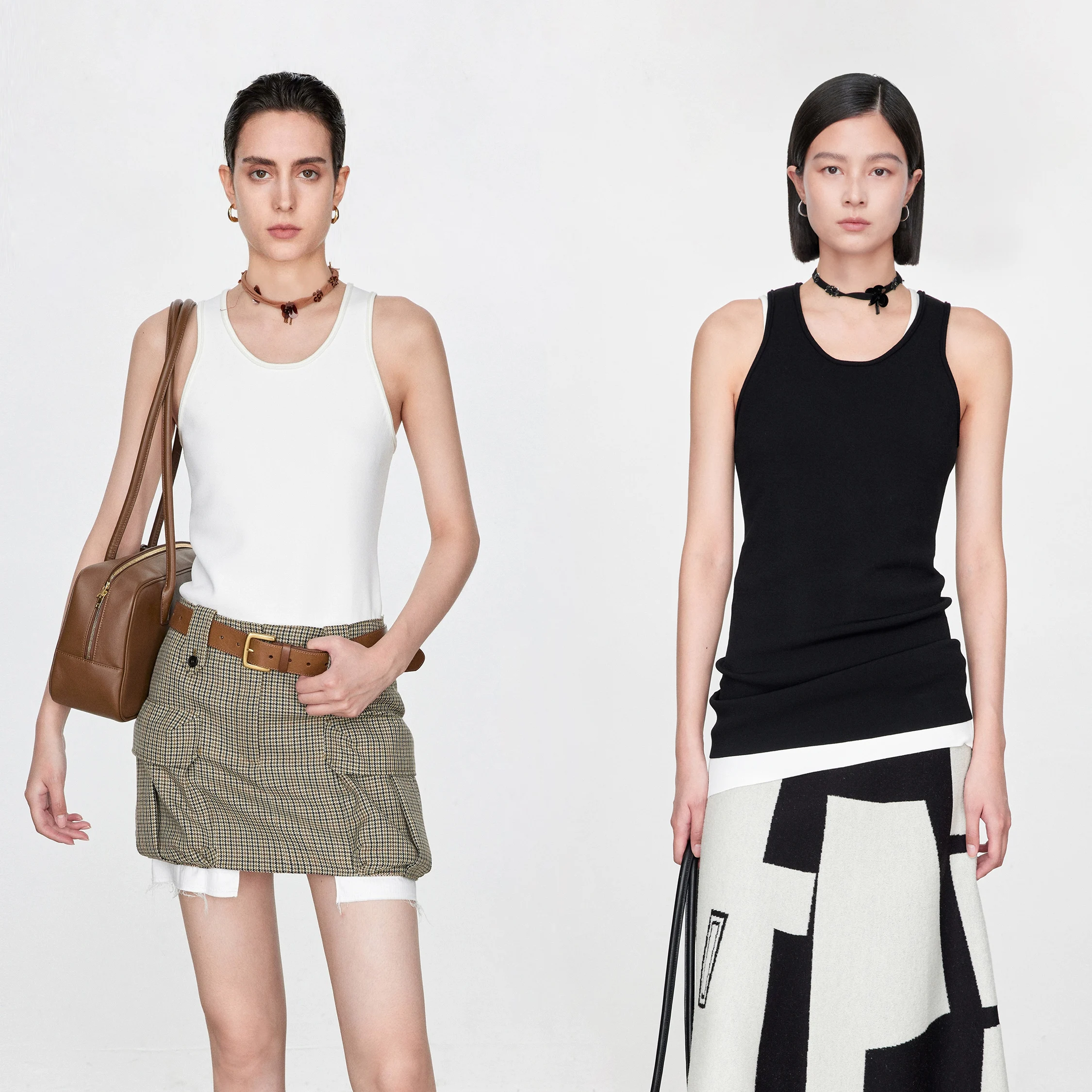 

High-End Ultra-Elastic a VISCOSE Heart Collar Strap Vest Sle Women's Faion Inner Wear Regular Length Pure Color