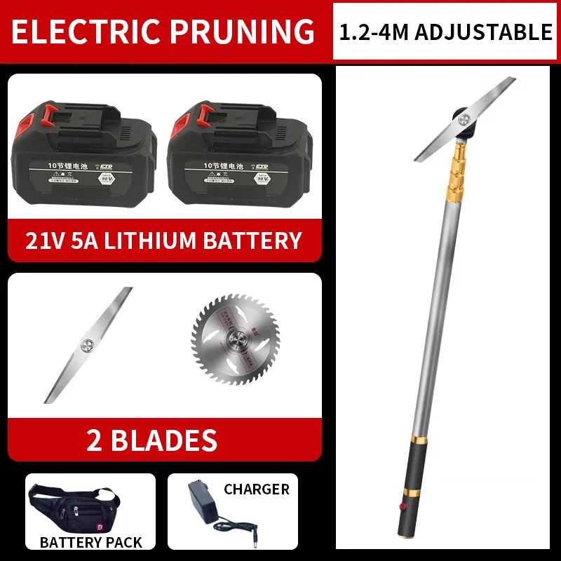 مقصات تشذيب كهربائية قابلة لإعادة الشحن مع أقطاب ممتدة، مقصات شجرة الفاكهة التلسكوبية، أداة تشذيب التحوط المحمولة على ارتفاعات عالية، #2