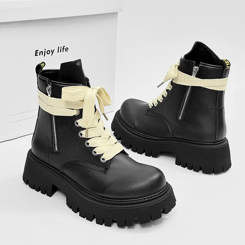 Botas de motocicleta masculinas da moda de rua plataforma designer botas de tornozelo para homens estilo britânico preto sapatos de ferramentas homem botas de motociclistas