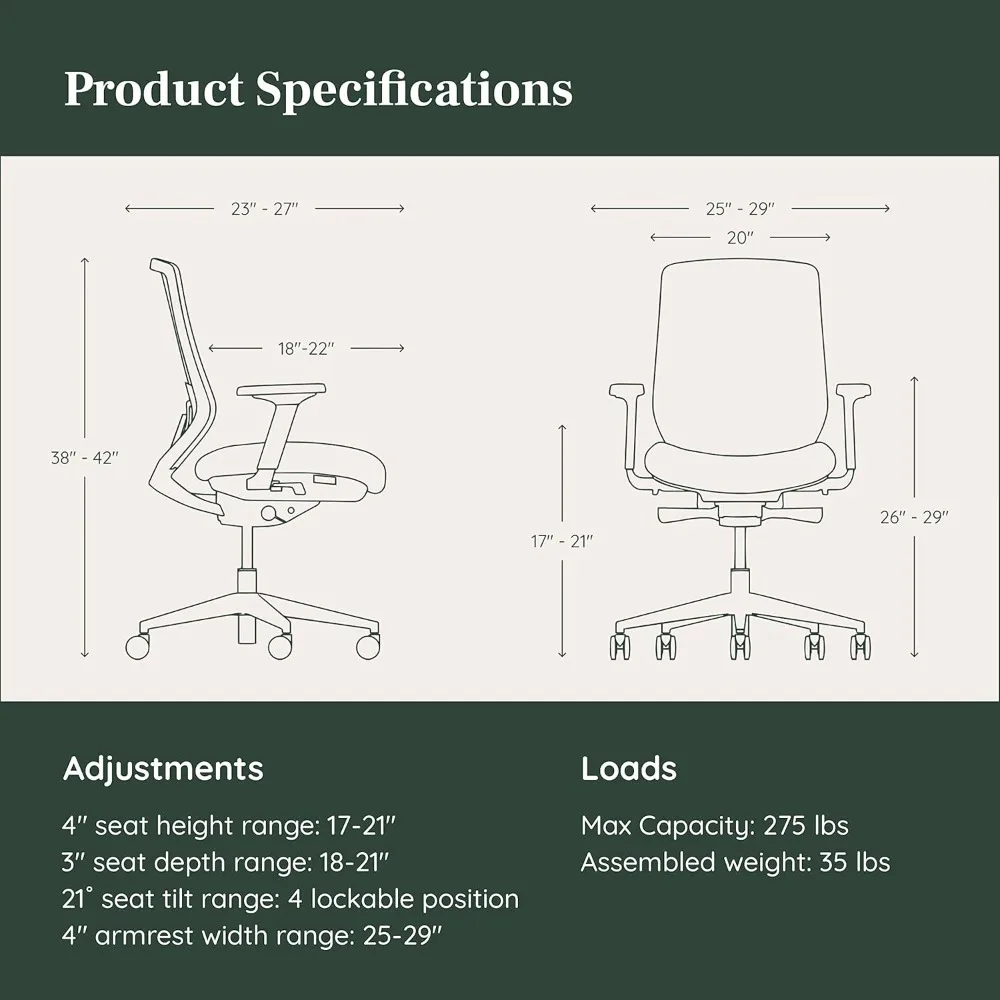 A Versatile Desk Chair with Adjustable Lumbar Support, Breathable Mesh Backrest Experience Optimal Comfort- Graphite - White