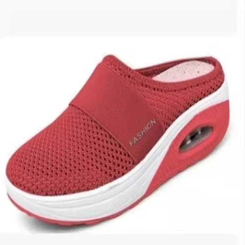 Women Walking Shoes Air Cushion Slip-On Orthopedic Diabetic Ladies Platform Mules Mesh Lightweight Slipper Wedge Female Sneaker