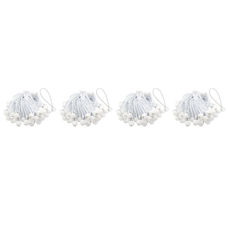 200 Pcs Bungee Cord With Balls Elastic Ties Bungee Toggles Ties For Marquees,Tents Banners,Flag Poles,Tarp (White)