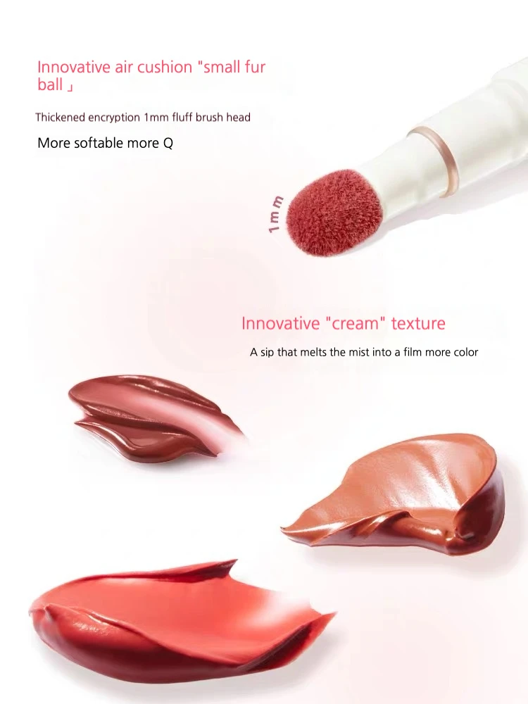 Judydoll  Air Cushion Lip Glaze Matte Powder Lip Clay Cream Lipstick Longlasting Waterproof Red Lip Mud Brick Red