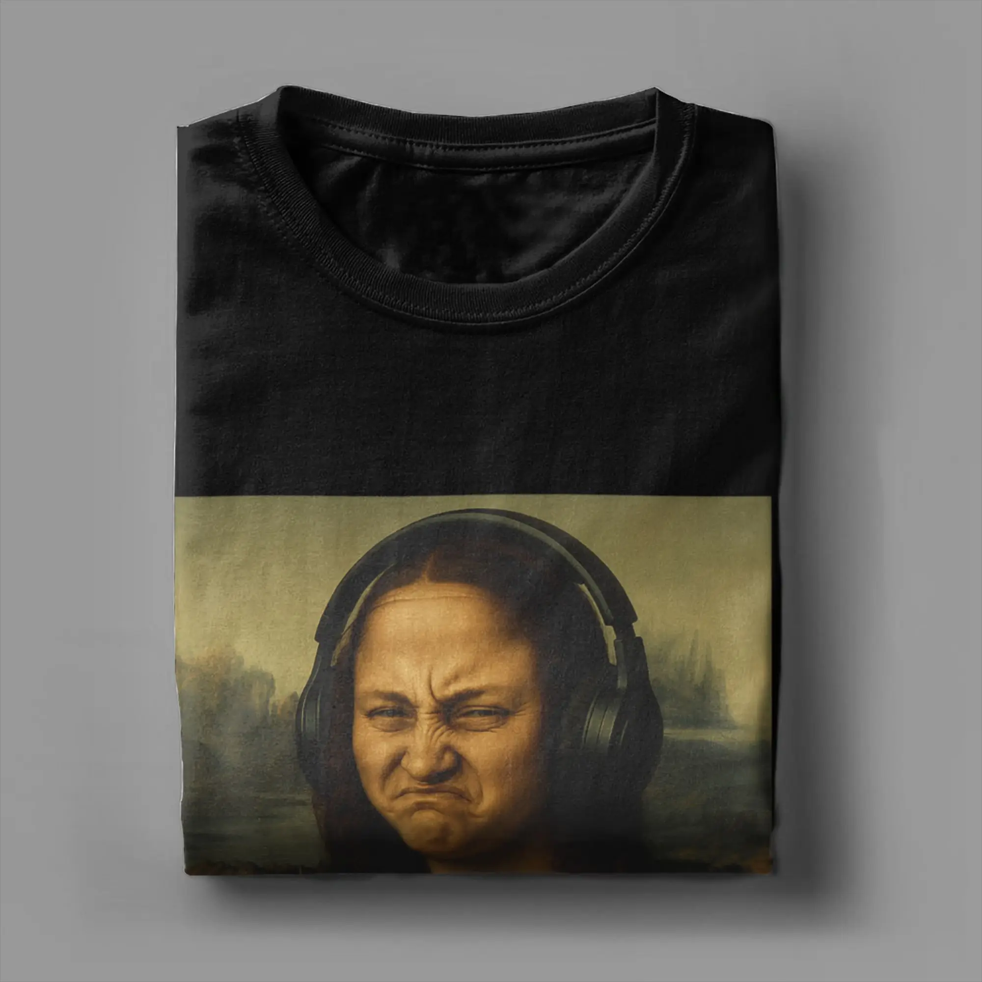 Herren Mona Lisa Bass Face Lustiges Musikliebhaber DJs Produzenten T-Shirt Baumwollkleidung Vintage Kurzarm-T-Shirt Original T-Shirt – Detail 6