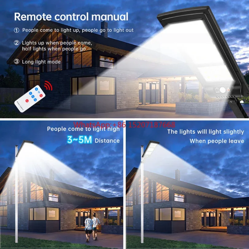 10000LM Solar Led Lamp Outdoor Most Powerful Outdor Solar Lamp 144 LED 3Mode Remote Control Waterproof Light Garden Street Light