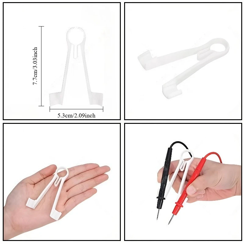 Einhand-Multimeter 8mm Messspitzenhalter - Rote/Schwarze/Weiße Prüfleitungs-Klemme für Elektriker, Freihalten Sie Ihre Hände zum Löten – Detail 5