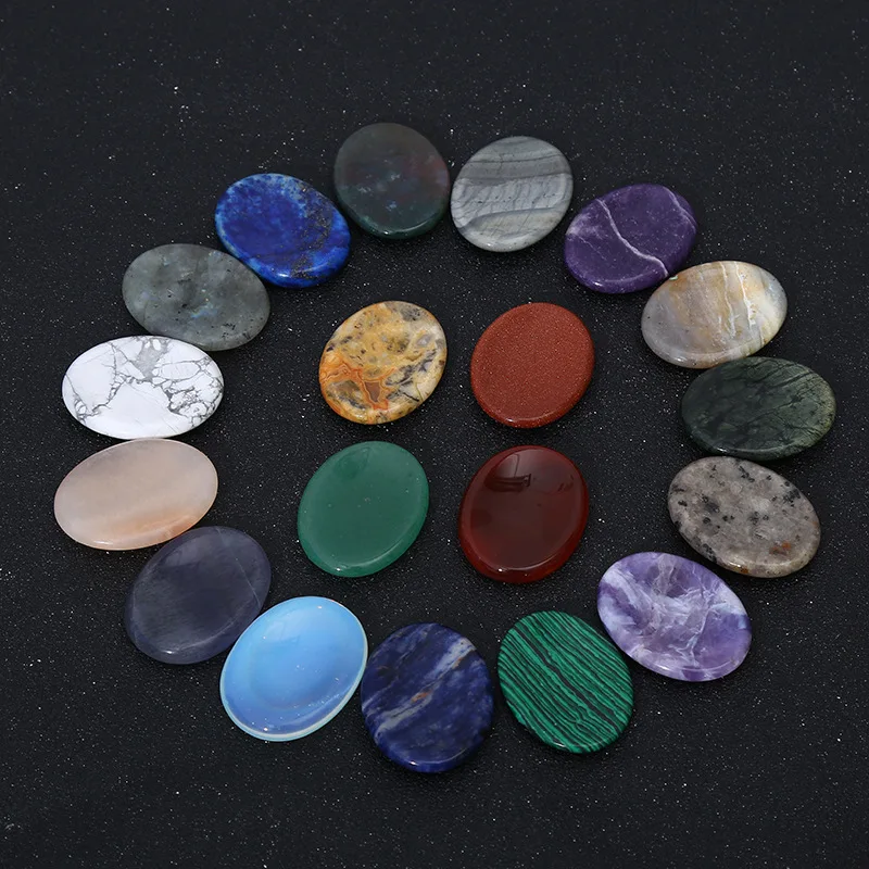 35x45mm Oval Thumb Worry Stone Pocket Palm Gemstone Healing Crystal Chakra Reiki Meditation Treatment Spiritual Minerals Massage