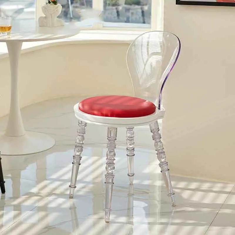 

Nordic Acrylic Living Room Chairs, Modern Crystal Makeup Stool, Home Backrest Leisure Seat, Creative Transparent Dining Chairs