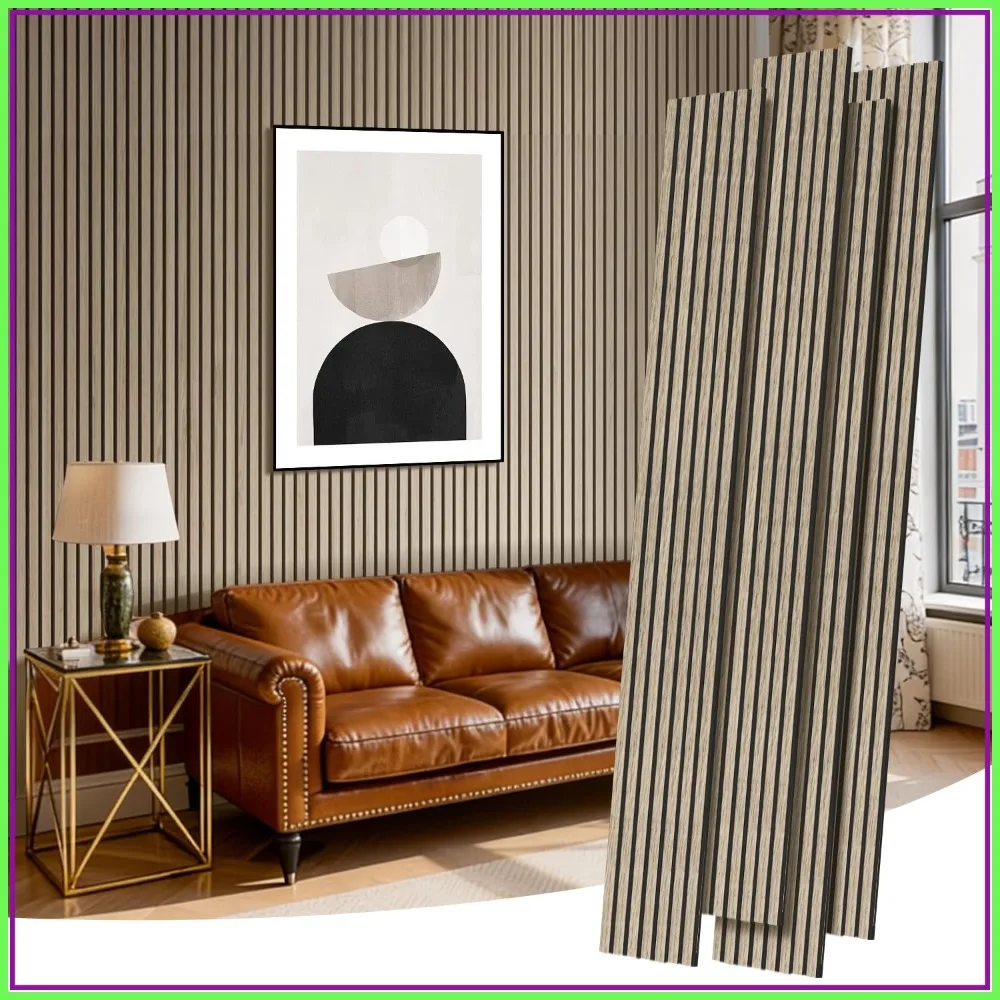 

Acoustic Wall Panels 92.5 x 11 in, 4 Pack, 3D Wood Slat Sound Absorbing Panels for Interior Wall Decor Home Office Studio
