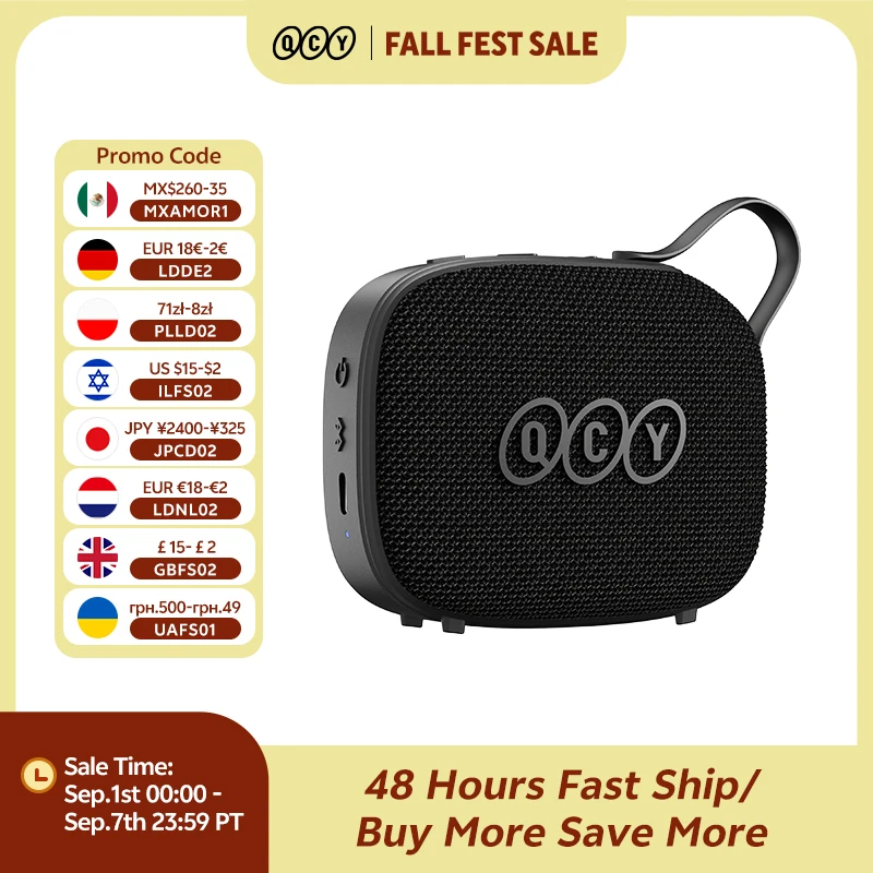 Image of QCY SP3 Bluetooth-Lautsprecher Mini Tragbarer Kabelloser 5W Leistungsstarker Lautsprecher TWS-Kopplung Bluetooth 6.0 IPX5 Wasserdichter Soundbox 16 Stunden Laufzeit