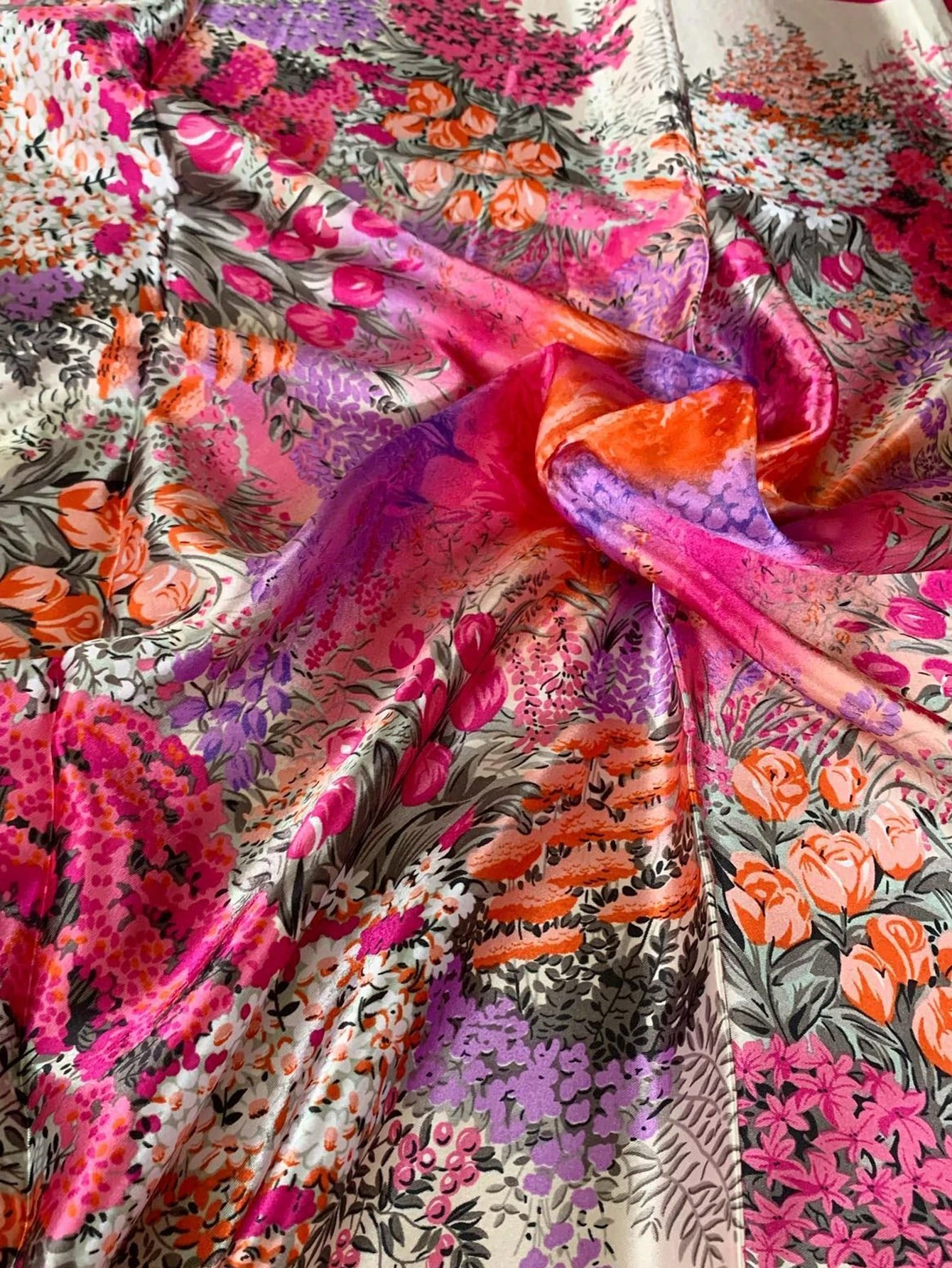 Square Silk Scarf Women Luxury Brand Satin Print Hijab Scarves Muslim Pareo Bandana Female Shawl Wrap Headband Foulard 90*90cm image 5
