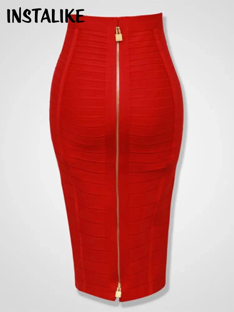 

InstaLike-Women Sexy Bodycon Skirt,Monochromatic Zip Skirt,Orange,Blue,Black,Red,White,Pink, Elastic,Streetwear,Pencil Skirt