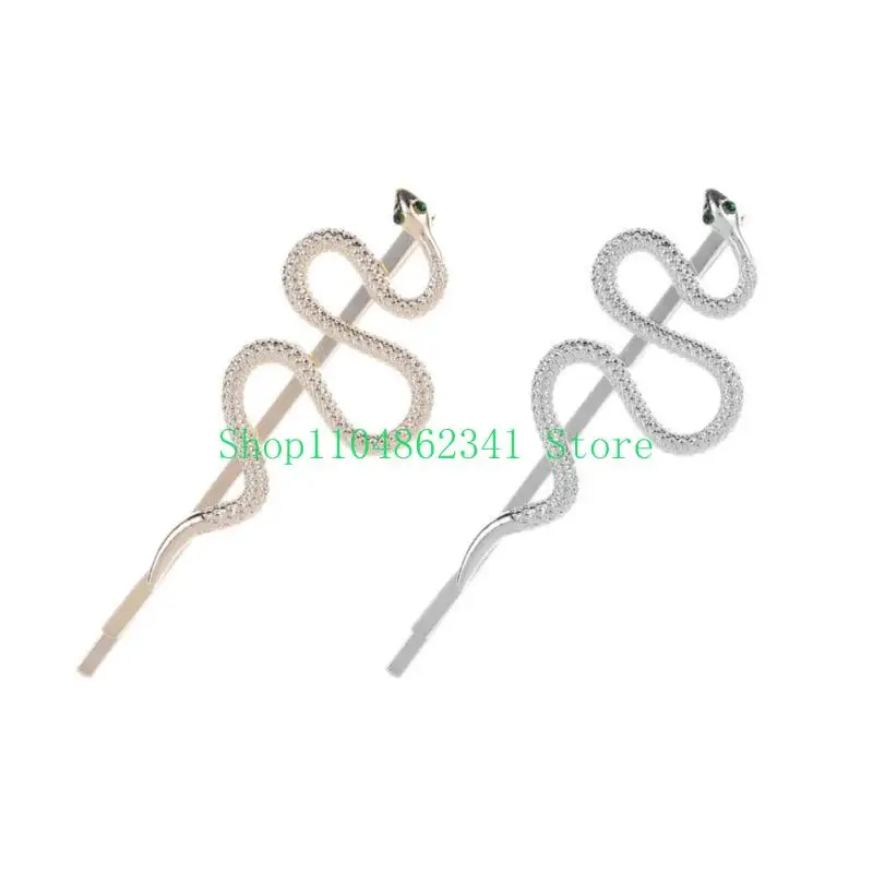 

652F Y2k Curved Snake Hair Clip Shinning Glitter Hairpin Lovely Hairclip
