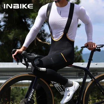 INBIKE 2023 men cycling bib pants with padding professional fleece strap pants bicycle riding trousers road bike mountain tights