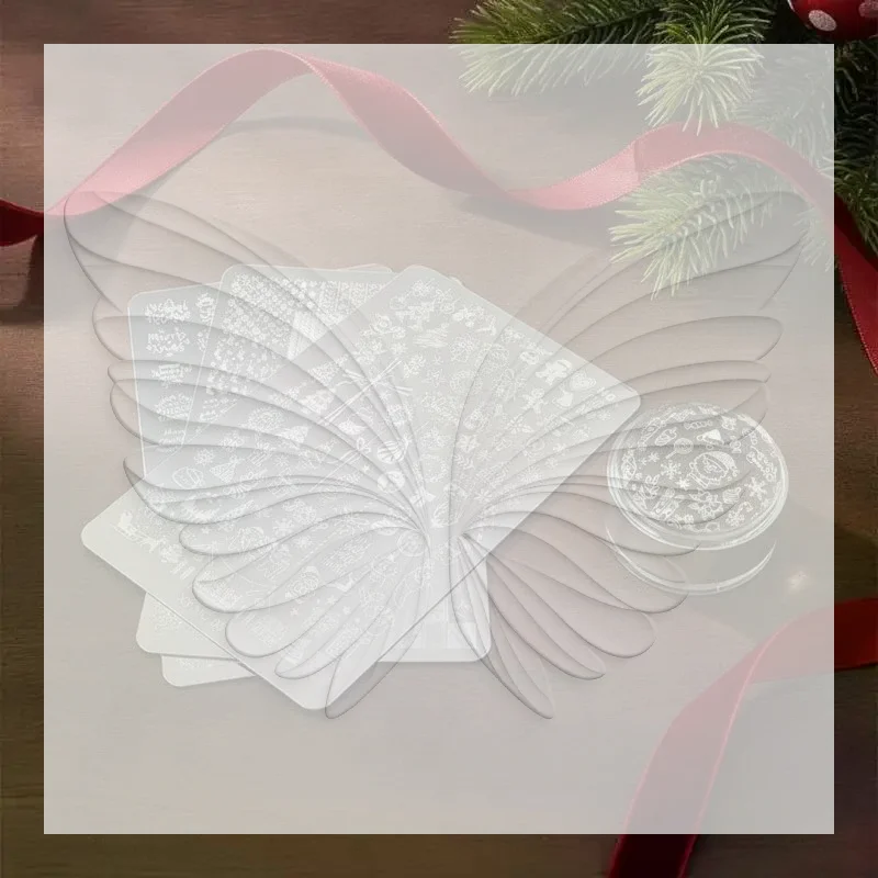 Rustproof Xmas Nail Stamp Plate Stainless Steel Christmas Nail Art Template DIY Tool for Salon Home Manicure Use
