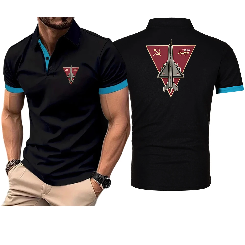 2026 USSR Mig-21 Fishbed Logo Print Men's New Summer Men's Lapel Polo Shirts Premium Fashion Short Sleeve High-end Casual Tops