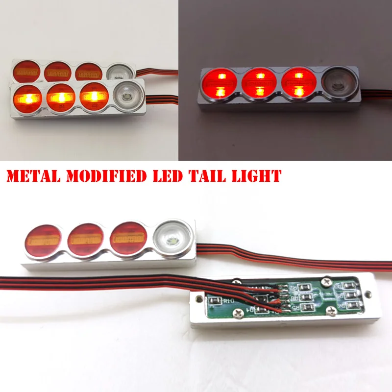 Metalowe akcesoria światło tylne Led do samochodów 1/14 Tamiya zdalnie sterowana ciężarówka wywrotka do przyczepy Scania R470 R620 Benz Actros Volvo