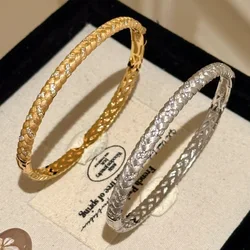 vintage gentle style brushed woven bracelet for women silver 925 inlaid diamonds light luxury exquisite bangles wedding jewelry