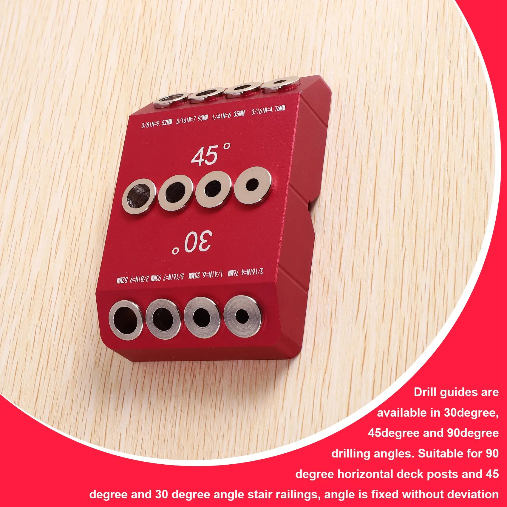 

А84Э-30/45/90 ° Приспособление для направляющих отверстий для угловых и прямых отверстий, шаблон для сверления винтов с отправкой для кабельных перил