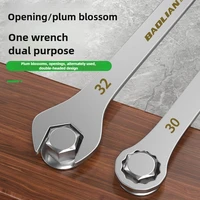3mm Ultra-thin Wrench Large Open-end Wrench Plum Dual-purpose Wrench Wholesale 4-27MM Cross-border Thin Section Dual-purpose 2