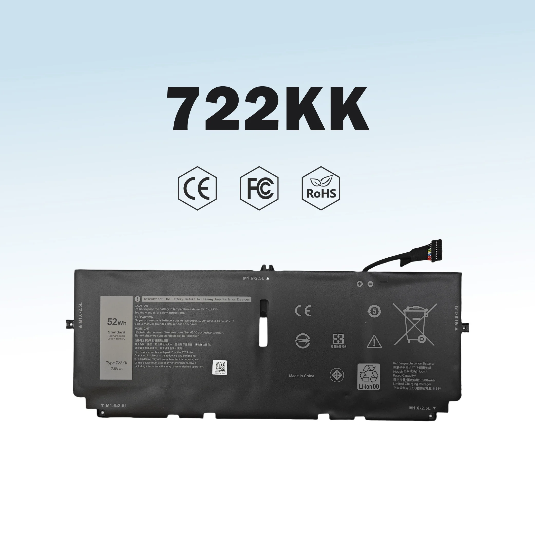

Замена аккумулятора 722KK для Dell XPS 13 9380 2020 XPS 13 9310 2020 серии WN0N0 FP86V 2XXFW