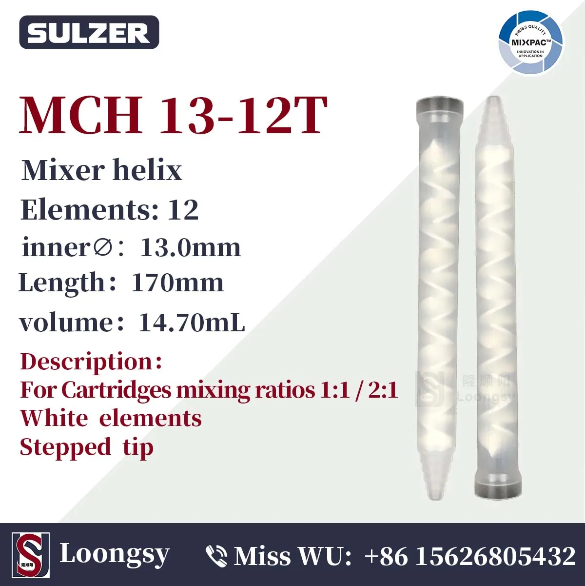 

SULZER MIXPAC static mixer MCH 13-12T mixing nozzle 100pcs