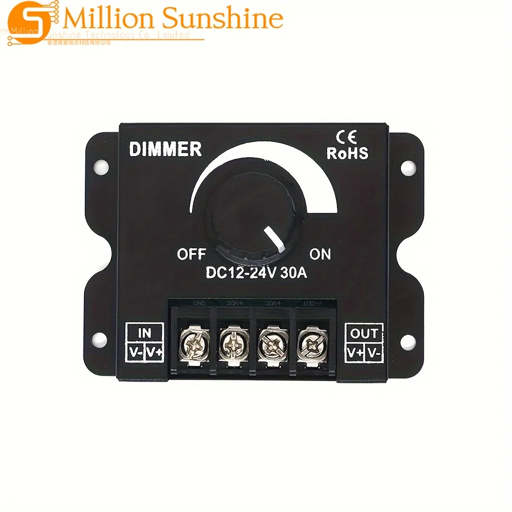 LED Dimmer Switch DC 12V-24V 30A 360W Adjustable Voltage Regulato Brightness Controller for 5050 Strip