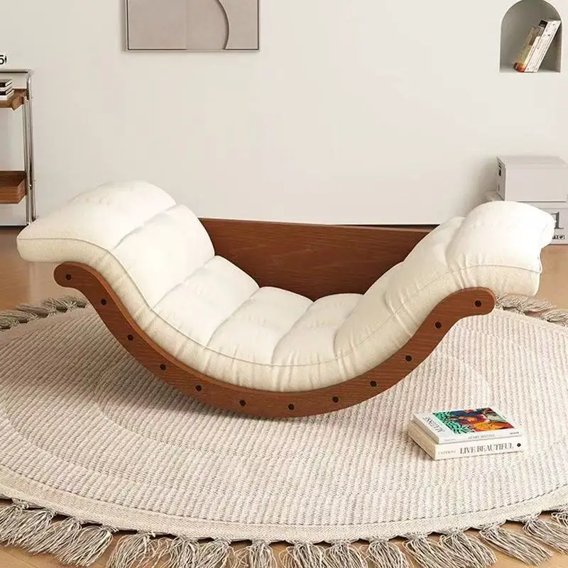 Wave shaped rocking chair leather lazy sofa suitable for living room, hotel bedroom