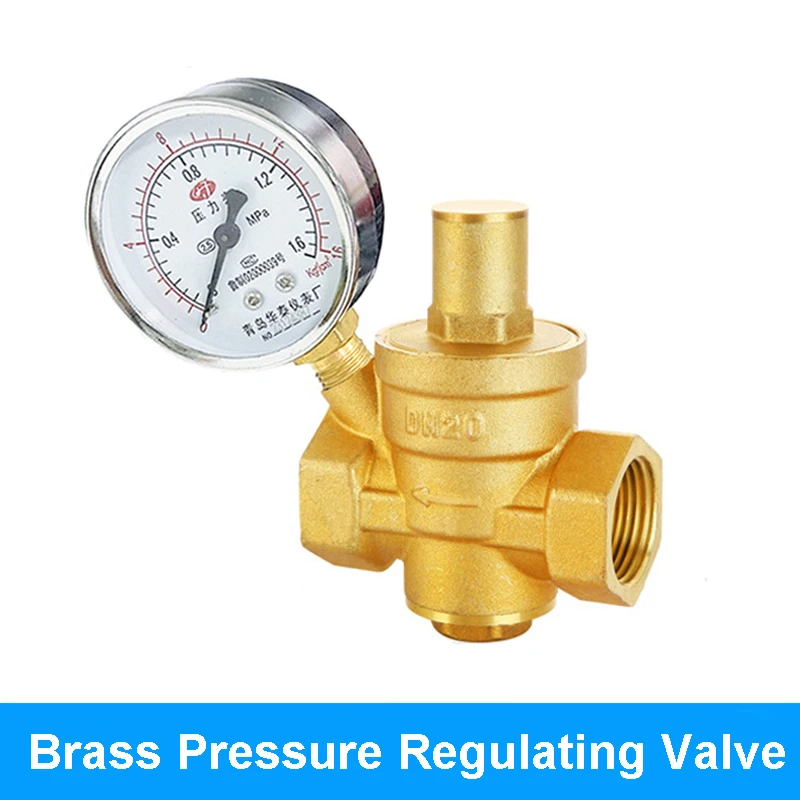1/2“ 3/4” 1“ 2” Brass Pressure Regulating Valve DN15 DN20 DN25 Adjustable Relief Regulator WIth Gauge