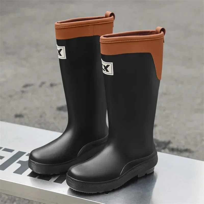 Outdoor Rain Shoes Fashion Hard Wearing Rain Boots High Tube Rain Thick Soled Waterproof Boot Plush Warm Non-slip Rubber Shoes