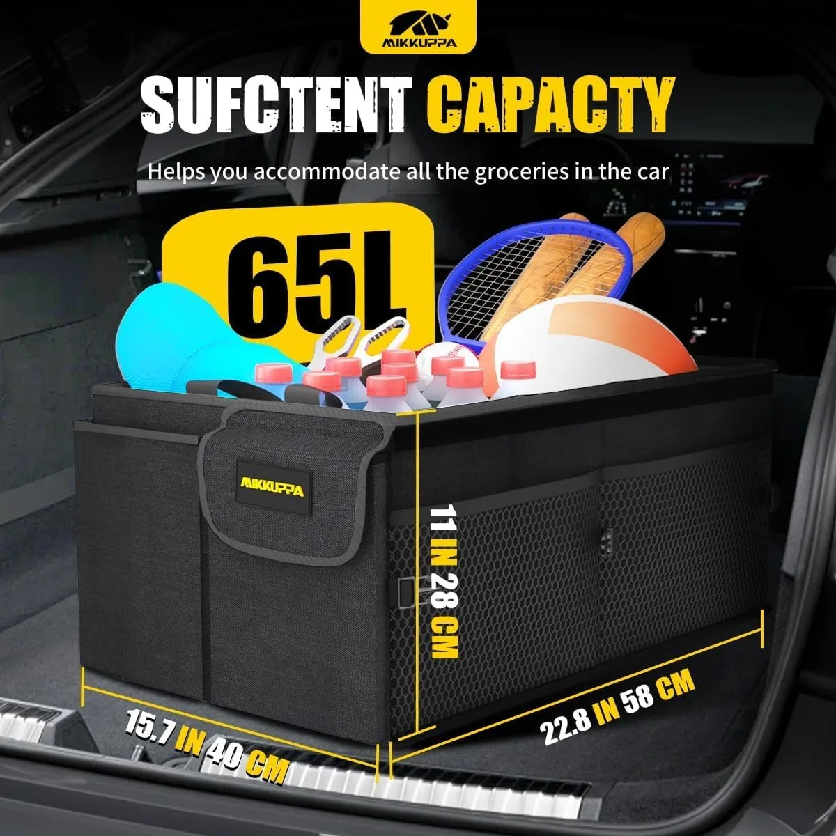 Sntorra Car Trunk Organizer – Collapsible Trunk Storage Organizer, Robust Luggage Storage, Organizers, Car Trunk Organizer with