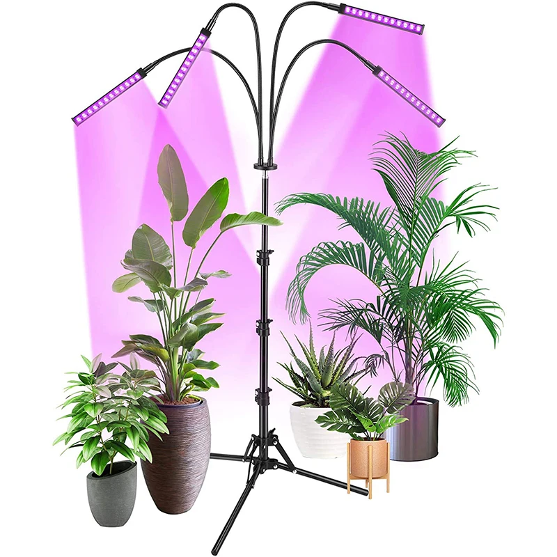 

Red Blue Spectrum Garden LED Lamps 4 Head Adjustable Height 360° Gooseneck 3/6/12H Timing For Balcony Plants Growing